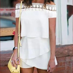 Off Shoulder Crochet Romper